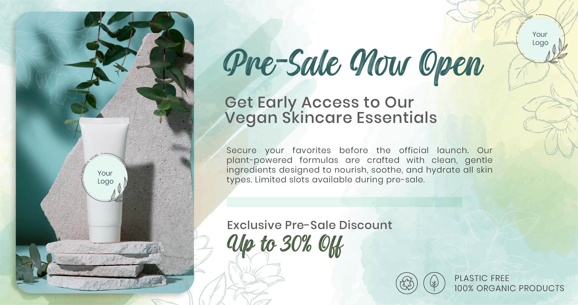 Pre-sale promotional banner for Vegan Skincare Essentials